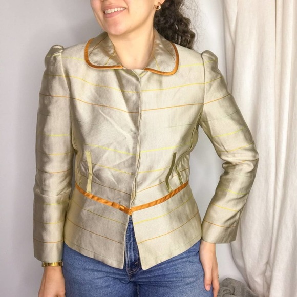 Lela Rose Jackets & Blazers - Lela Rose Striped Silk Blazer Champagne Classic